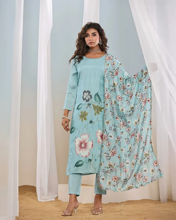 Light_Blue_Chanderi_Premium_&_Fancy_Design_Kurta_Set_For_Women