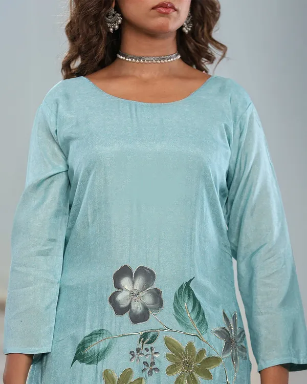 Light_Blue_Chanderi_Premium_&_Fancy_Design_Kurta_Set_For_Women