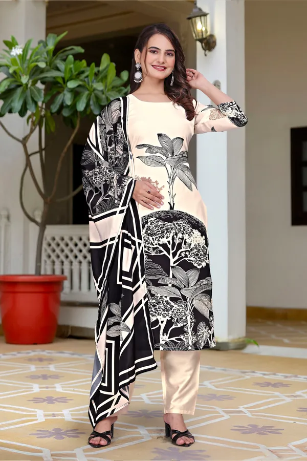 Cream_Chanderi_Premium_&_Fancy_Design_Kurta_Set_For_Women
