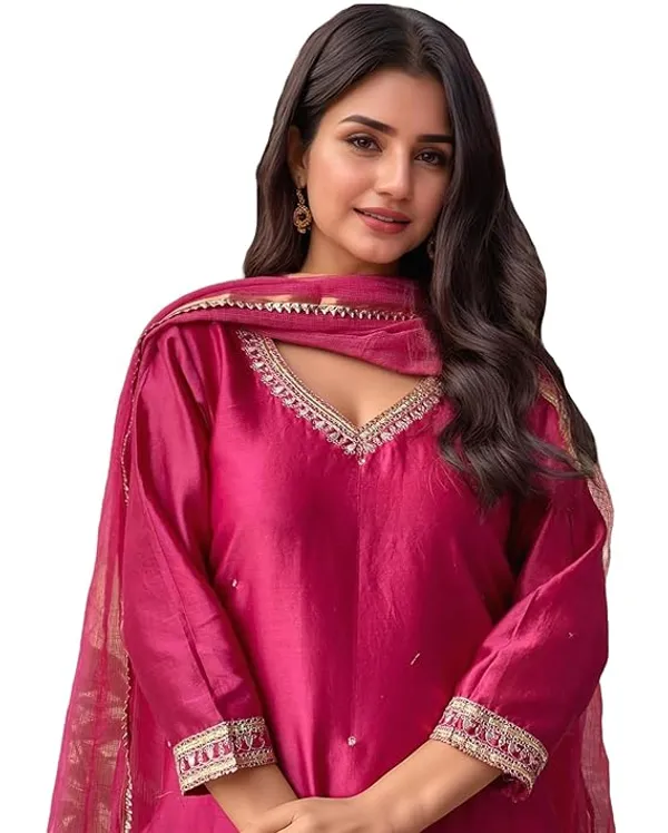 Pink_Rayon_Slub_Premium_&_Fancy_Design_Kurta_Set_For_Women
