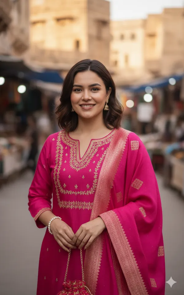 Pink_Rayon_Slub_Premium_&_Fancy_Design_Kurta_Set_For_Women