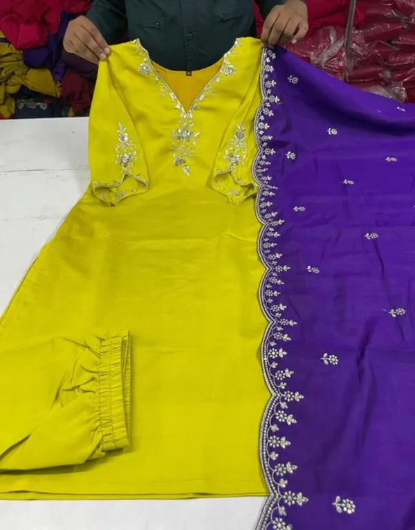 Yellow_Rayon_Slub_Premium_&_Fancy_Design_Kurta_Set_For_Women