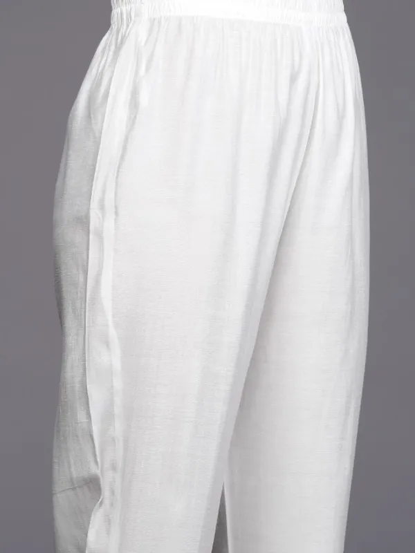 Off_White_Rayon_Slub_Premium_&_Fancy_Design_Kurta_Set_For_Women