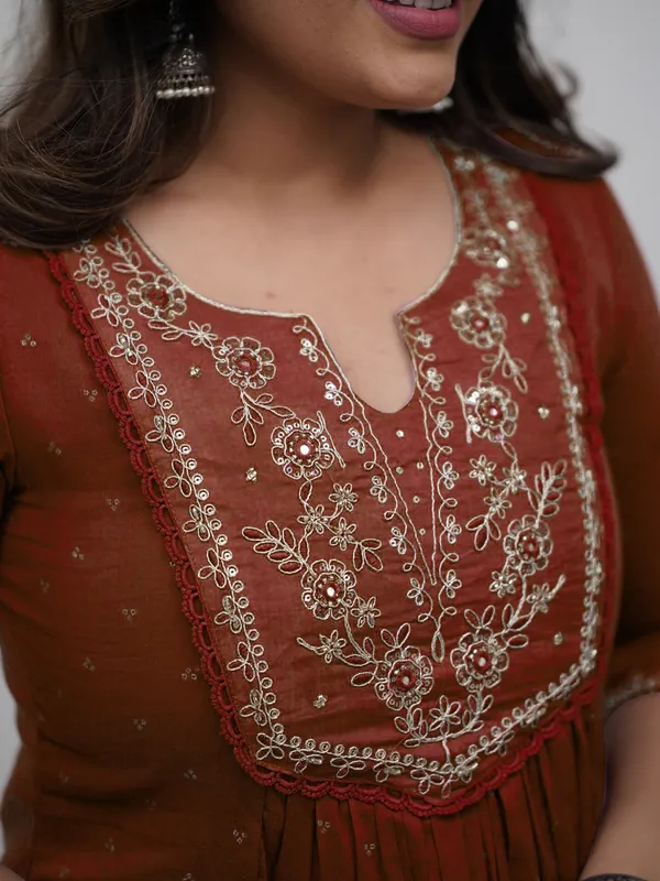Rust_Chanderi_Premium_&_Fancy_Design_Kurta_Set_For_Women