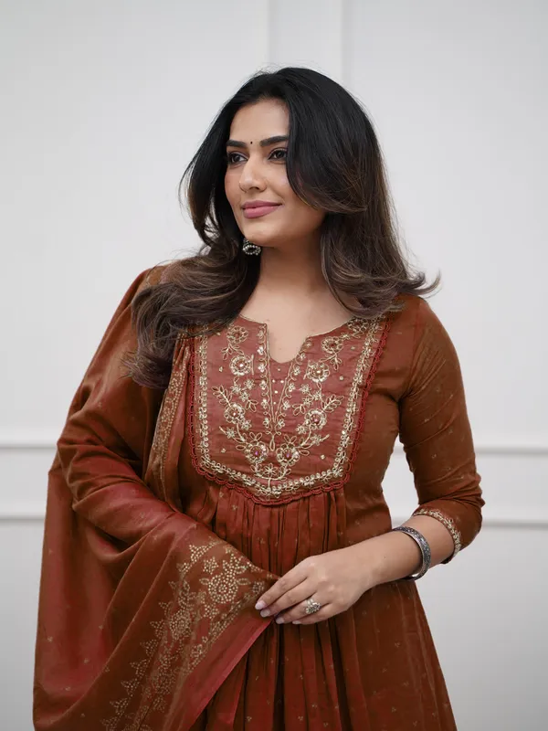 Rust_Chanderi_Premium_&_Fancy_Design_Kurta_Set_For_Women