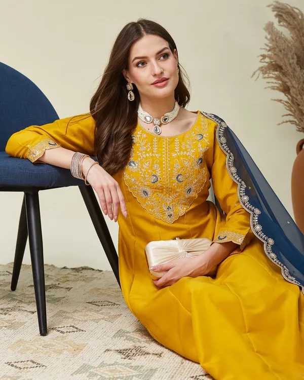 Yellow_Chanderi_Premium_&_Fancy_Design_Kurta_Set_For_Women