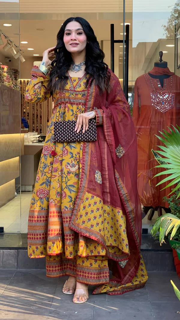 Yellow_Chanderi_Premium_&_Fancy_Design_Kurta_Set_For_Women