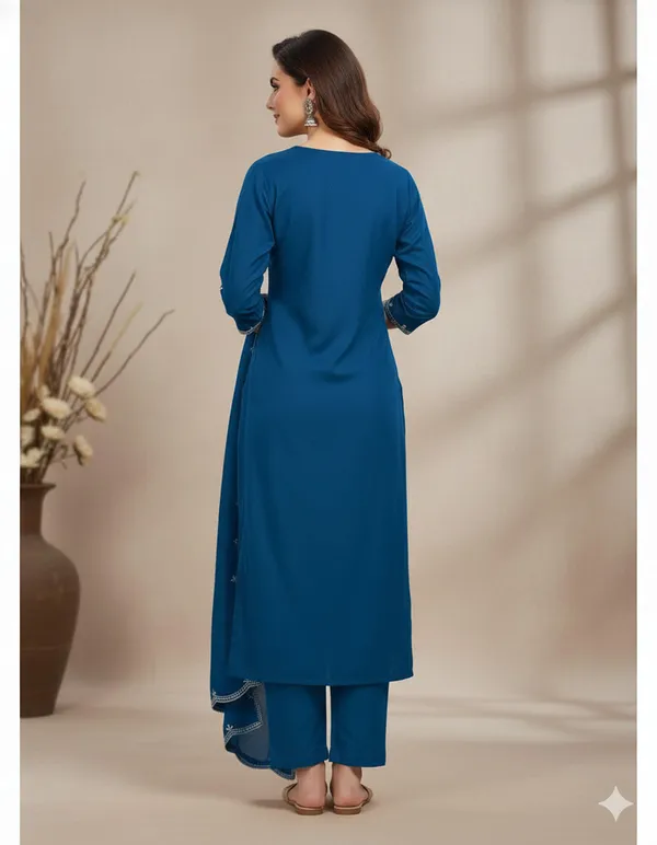 Blue_Rayon_Slub_Premium_&_Fancy_Design_Kurta_Set_For_Women