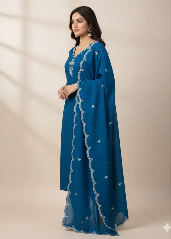 Blue_Rayon_Slub_Premium_&_Fancy_Design_Kurta_Set_For_Women