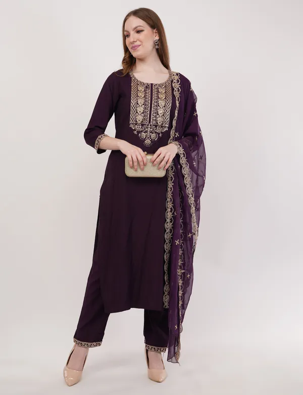 Purple_Rayon_Slub_Premium_&_Fancy_Design_Kurta_Set_For_Women