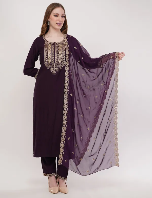 Purple_Rayon_Slub_Premium_&_Fancy_Design_Kurta_Set_For_Women