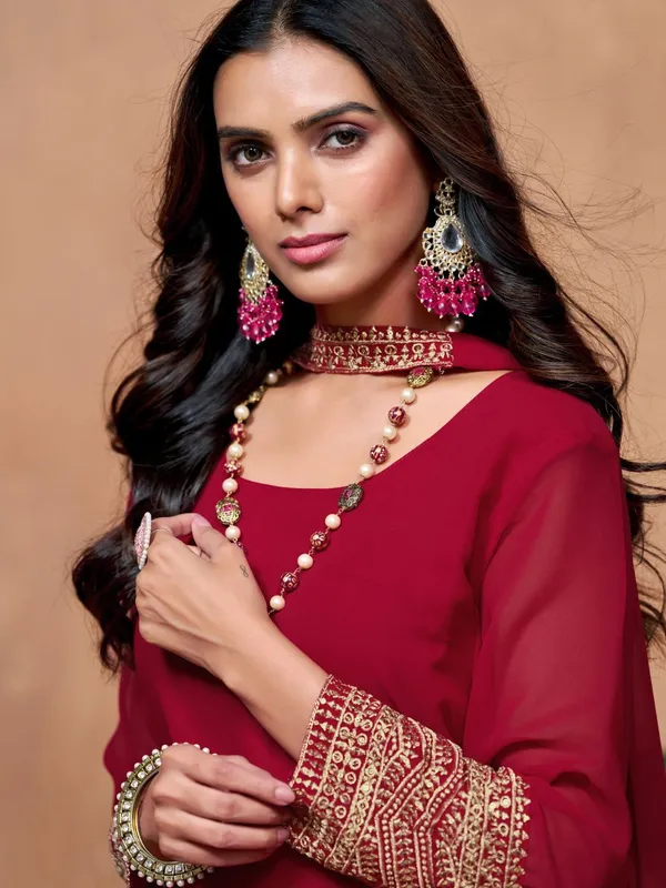 Red_Chanderi_Premium_&_Fancy_Design_Kurta_Set_For_Women