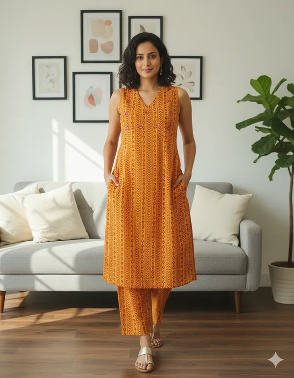 Yellow_Rayon_Slub_Premium_&_Fancy_Design_Kurta_Set_For_Women