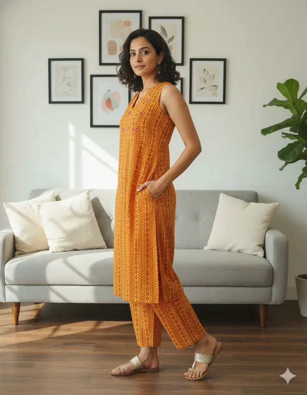 Yellow_Rayon_Slub_Premium_&_Fancy_Design_Kurta_Set_For_Women