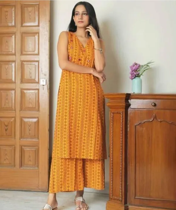 Yellow_Rayon_Slub_Premium_&_Fancy_Design_Kurta_Set_For_Women