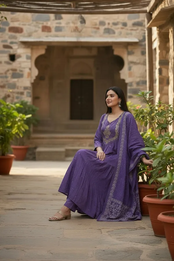 Lavender_Chanderi_Premium_&_Fancy_Design_Kurta_Set_For_Women