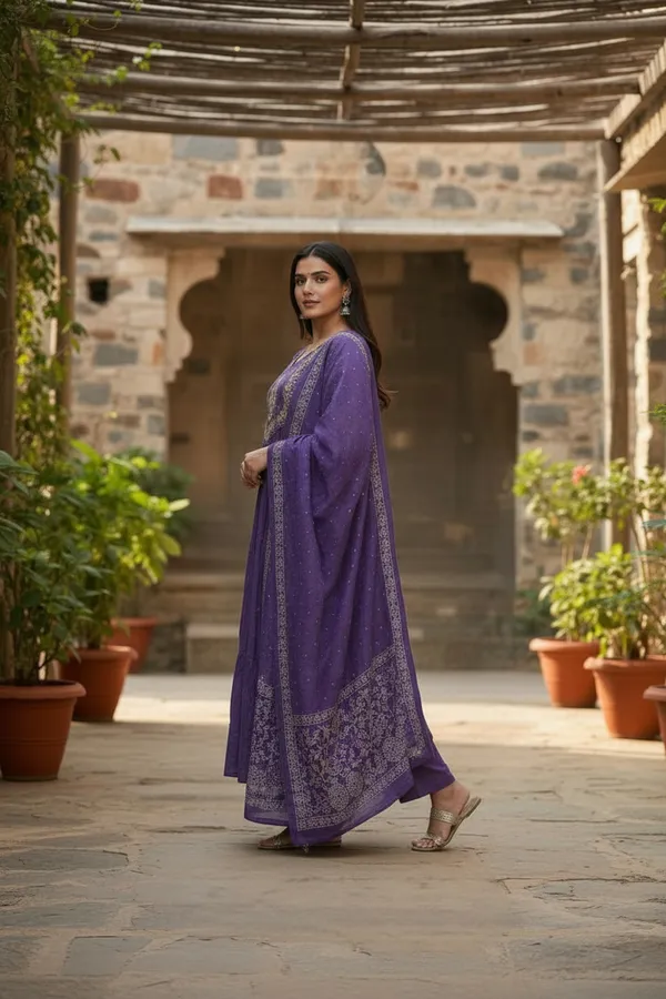 Lavender_Chanderi_Premium_&_Fancy_Design_Kurta_Set_For_Women