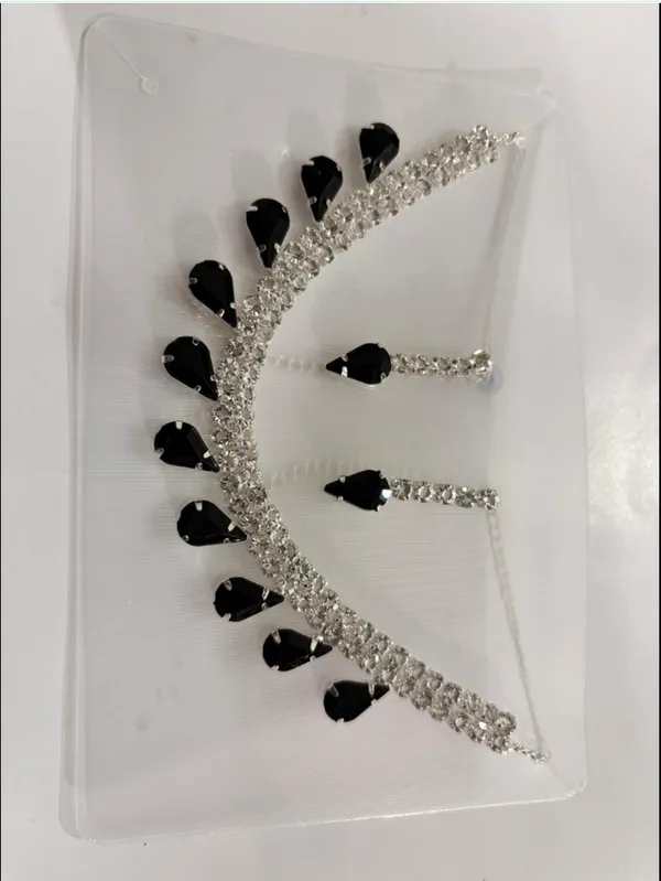 Silver_Black_Crystal_Teardrop_Branch_Necklace_Set_For_Women
