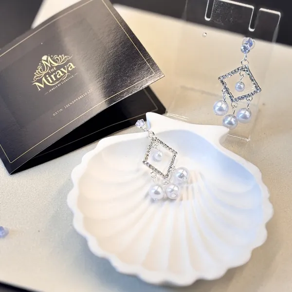 Silver_Crystal_Square_Frame_Pearl_Drop_Dangle_Earrings_For_Women