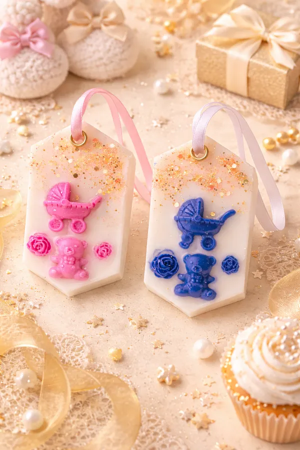 Handmade_Baby_Shower_Wax_Tablets_(Pack_of_2)_|_Pink_&_Blue_Teddy_Bear_&_Pram_Design_|_Scented_Wardrobe_Freshener_|_Luxury_Closet,_Drawer_&_Room_Fragrance_Bars_|_Return_Gift_Set