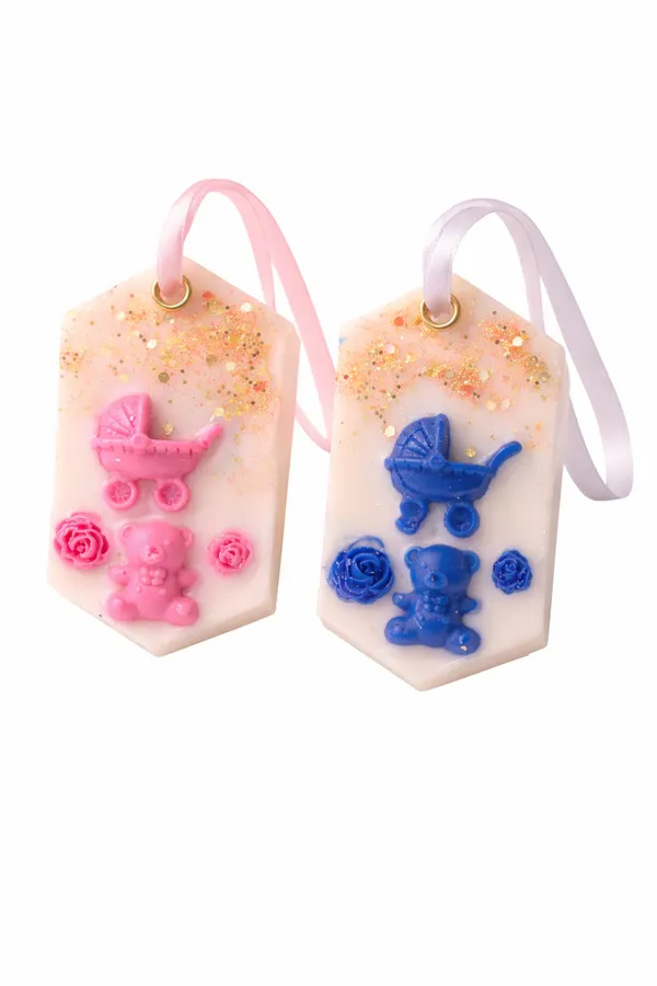 Handmade_Baby_Shower_Wax_Tablets_(Pack_of_2)_|_Pink_&_Blue_Teddy_Bear_&_Pram_Design_|_Scented_Wardrobe_Freshener_|_Luxury_Closet,_Drawer_&_Room_Fragrance_Bars_|_Return_Gift_Set