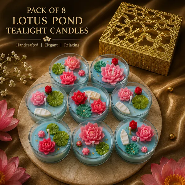 Jumbo_Lotus_Pond_Tealight_Candles_Set_of_8_|_Decorative_Floating_Lotus_Flower_Wax_Candles_in_Glass_Cup_|_Scented_Gift_Set_for_Diwali,_Home_Décor,_Meditation,_Spa,_Wedding_&_Festive_Decoration