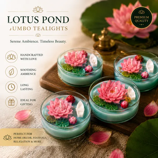 Jumbo_Lotus_Pond_Tealight_Candles_Set_of_8_|_Decorative_Floating_Lotus_Flower_Wax_Candles_in_Glass_Cup_|_Scented_Gift_Set_for_Diwali,_Home_Décor,_Meditation,_Spa,_Wedding_&_Festive_Decoration