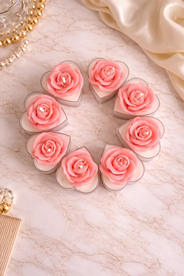 Set_of_8_Rose_Flower_Scented_Tealight_Candles_in_Heart-Shaped_Cups_|_Decorative_Romantic_Candles_for_Home_Décor,_Gifting,_Diwali,_Valentine,_Wedding_&_Spa_|_Pink_Floral_Aroma_Candles
