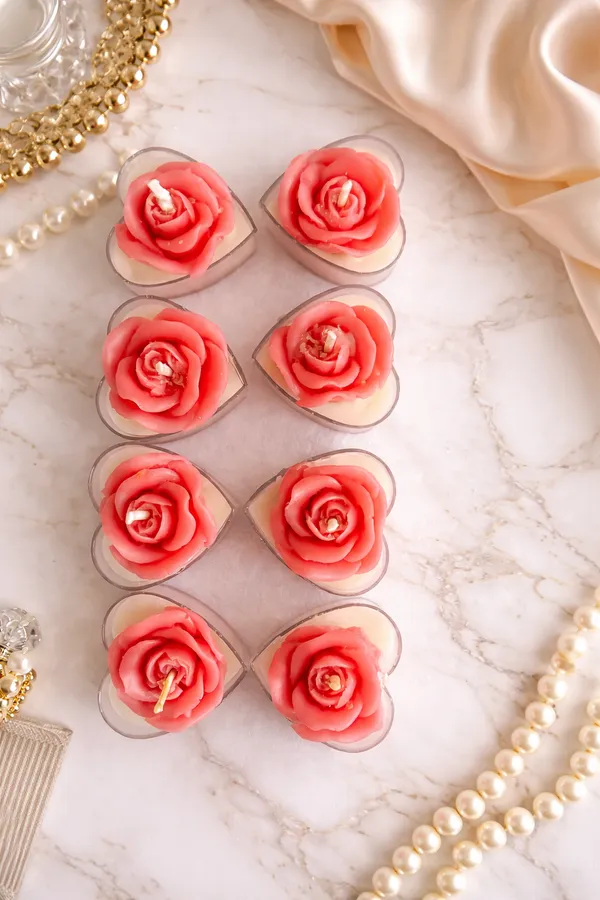 Set_of_8_Rose_Flower_Scented_Tealight_Candles_in_Heart-Shaped_Cups_|_Decorative_Romantic_Candles_for_Home_Décor,_Gifting,_Diwali,_Valentine,_Wedding_&_Spa_|_Pink_Floral_Aroma_Candles