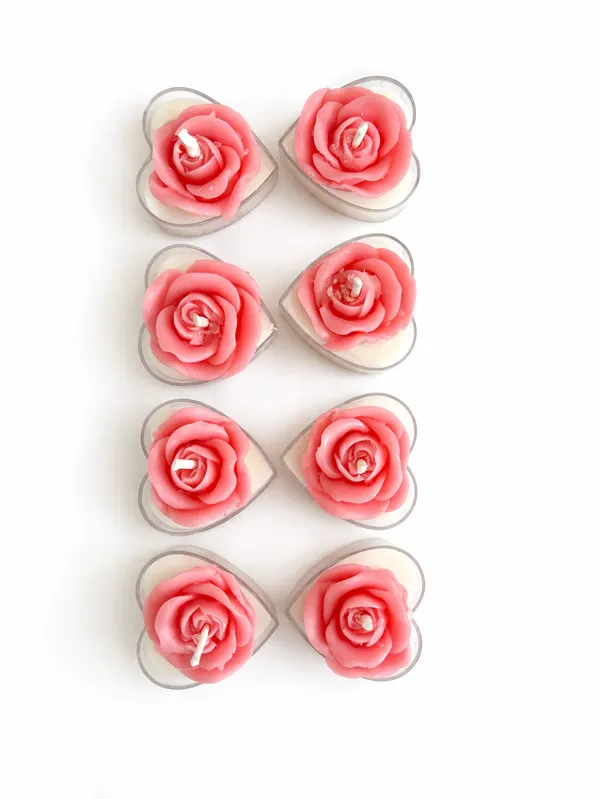 Set_of_8_Rose_Flower_Scented_Tealight_Candles_in_Heart-Shaped_Cups_|_Decorative_Romantic_Candles_for_Home_Décor,_Gifting,_Diwali,_Valentine,_Wedding_&_Spa_|_Pink_Floral_Aroma_Candles