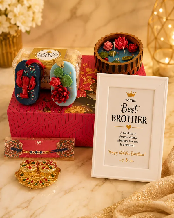 Raksha_Bandhan_Premium_Gift_Hamper_for_Brother_|_Ferrero_Rocher_Chocolates,_Decorative_Lotus_Candle,_Designer_Rakhi,_Photo_Frame_&_Festive_Decor_Gift_Box_|_Rakhi_Gift_for_Brother
