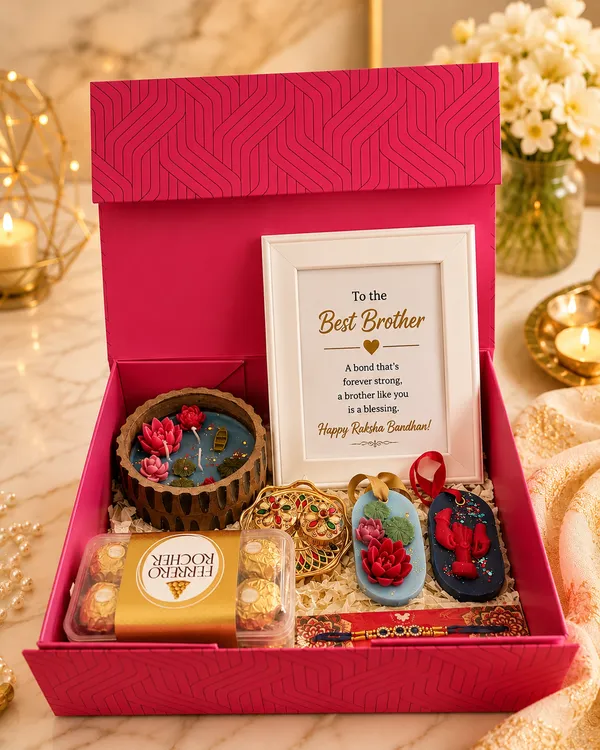 Raksha_Bandhan_Premium_Gift_Hamper_for_Brother_|_Ferrero_Rocher_Chocolates,_Decorative_Lotus_Candle,_Designer_Rakhi,_Photo_Frame_&_Festive_Decor_Gift_Box_|_Rakhi_Gift_for_Brother