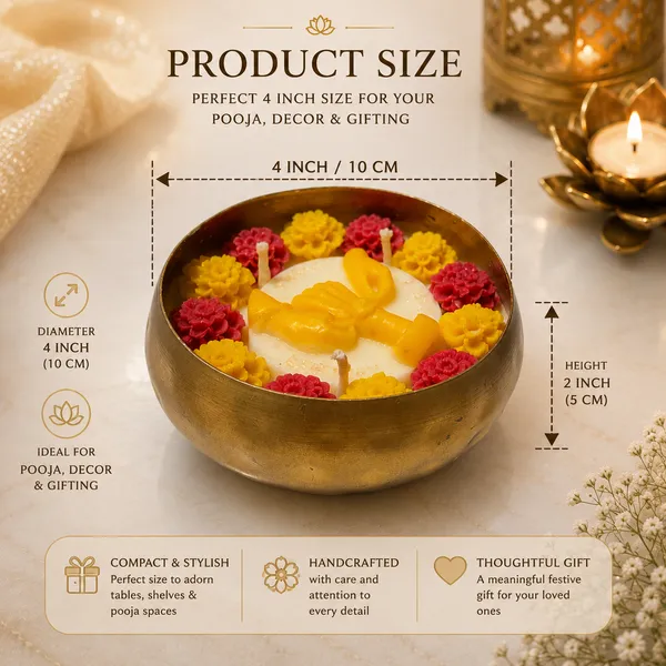 Raksha_Bandhan_Celebration_Urli_Candle–_Brass_Bowl_with_Floral_Wax_Flowers_&_Golden_Bond_Motif
