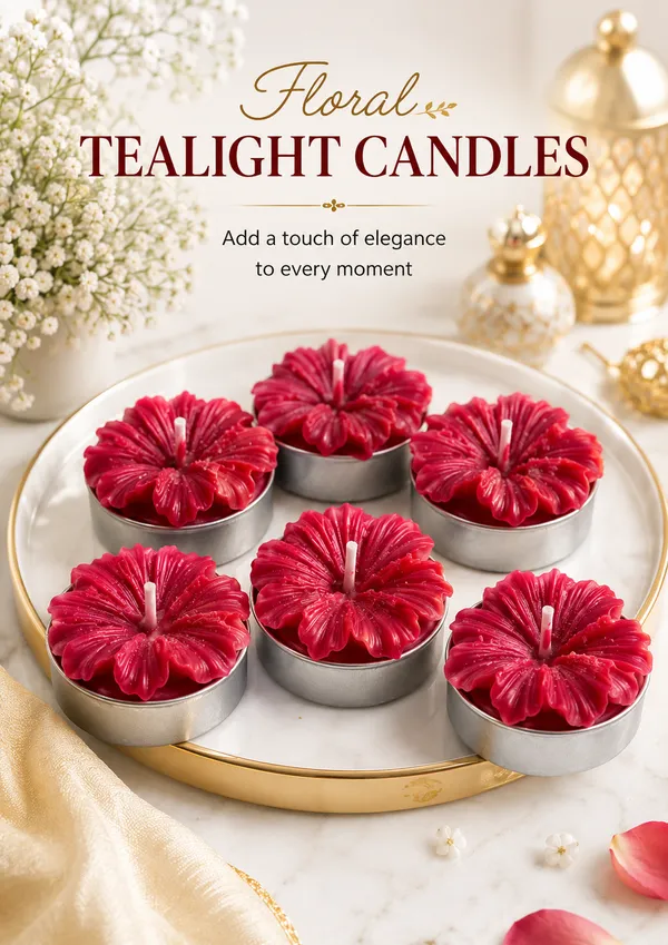 Hibiscus_&_Jaswand_Flower_Tealight_Candles_–_Pack_of_6