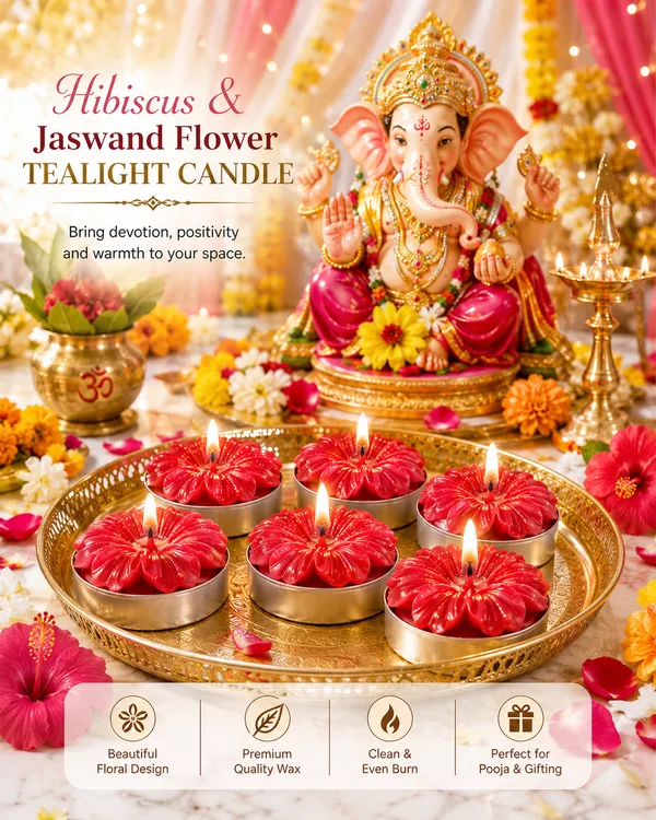 Hibiscus_&_Jaswand_Flower_Tealight_Candles_–_Pack_of_6