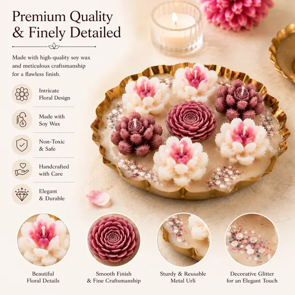 Handcrafted_Floral_Urli_Candle_Set_of_3_|_Decorative_Metal_Urli_Bowls_with_Wax_Flower_Art_|_Luxury_Home_Décor_&_Festive_Decoration_|_Premium_Gift_for_Diwali,_Housewarming_&_Special_Occasions