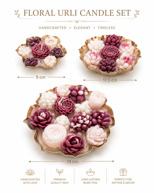 Handcrafted_Floral_Urli_Candle_Set_of_3_|_Decorative_Metal_Urli_Bowls_with_Wax_Flower_Art_|_Luxury_Home_Décor_&_Festive_Decoration_|_Premium_Gift_for_Diwali,_Housewarming_&_Special_Occasions