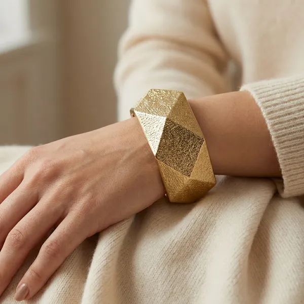 Faceted_Gold-Tone_Hinged_Bangle_Bracelet