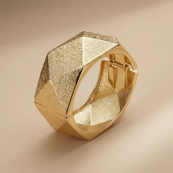 Faceted_Gold-Tone_Hinged_Bangle_Bracelet