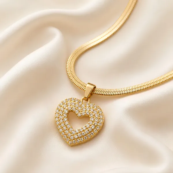 Gold-Toned_Snake_Chain_Necklace_With_Crystal_Heart_Pendant