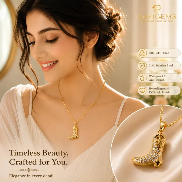 Sparkling_Cowboy_Boot_Charm_Pendant_Necklace_GIMIGEMS_18K_Gold-Plated,_Anti-Tarnish_316L_Stainless_Steel_PVD_Waterproof_Hypoallergenic_Jewellery_for_Women_&_Girls