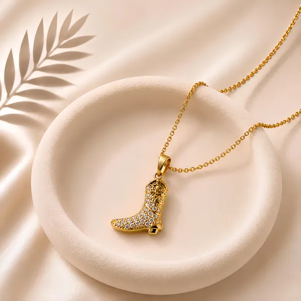Sparkling_Cowboy_Boot_Charm_Pendant_Necklace_GIMIGEMS_18K_Gold-Plated,_Anti-Tarnish_316L_Stainless_Steel_PVD_Waterproof_Hypoallergenic_Jewellery_for_Women_&_Girls