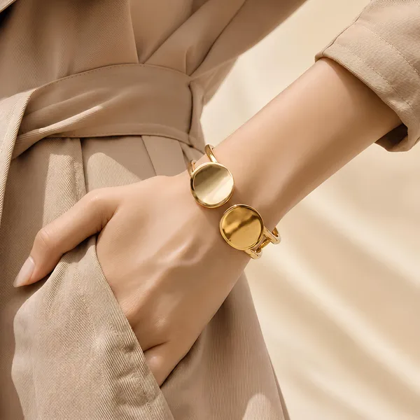 Gold-Toned_Double_Oval_Disc_Adjustable_Cuff_Bracelet