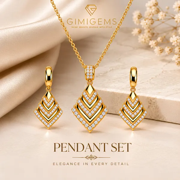 Chevron_Geometric_Diamond_Pendant_and_Earrings_Set_GIMIGEMS