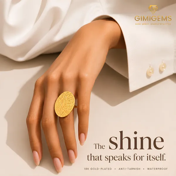 Eclat_Molten_Disc_Textured_Statement_Ring_|_GIMIGEMS_18K_Gold-Plated,_Anti-Tarnish,_Waterproof_Adjustable_Cocktail_Ring_for_Women_|_316L_Stainless_Steel,_Hypoallergenic,_PVD_Luxury_Finish