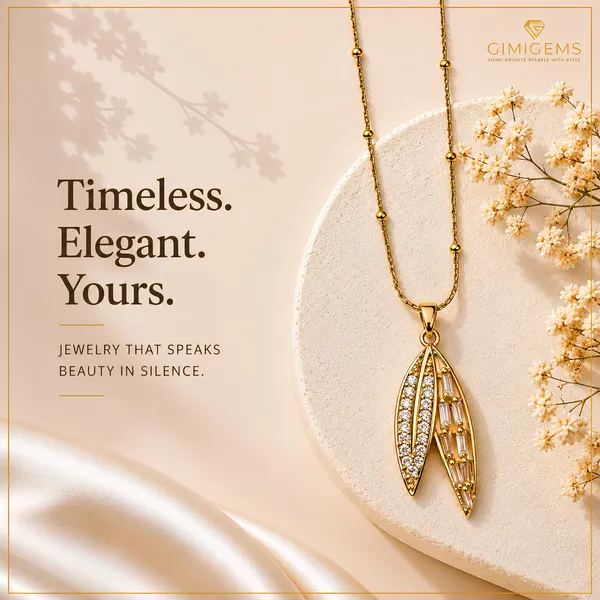 Dual_Leaf_CZ_Pendant_Necklace_GIMIGEMS_18K_Gold-Plated,_Anti-Tarnish_Necklace_for_Women_|_316L_Stainless_Steel_|_Waterproof_|_Hypoallergenic_|_PVD_Gold_Plated_|_Baguette_&_American_Diamond_Leaf_Pendant_|_Daily_Wear_Gift_Jewelry