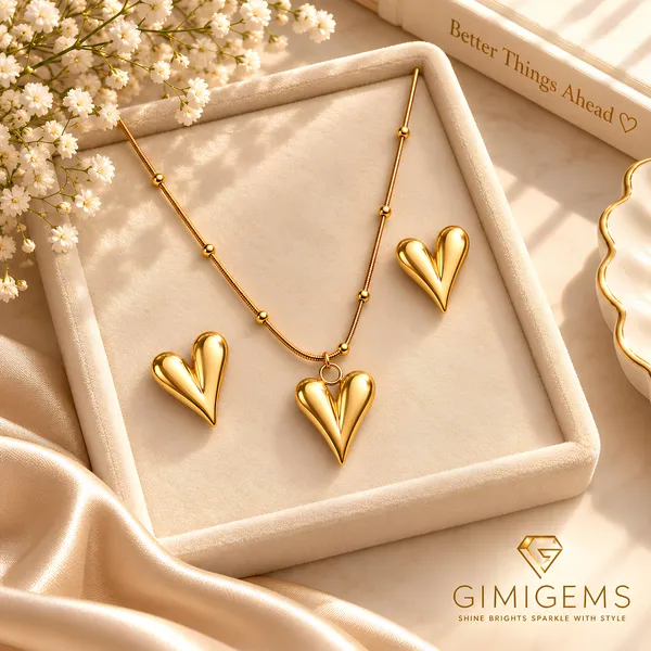 Elongated_Heart_Pendant_Necklace_with_Beaded_Chain_&_Matching_Stud_Earrings_Set