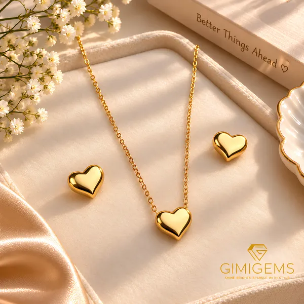 Golden_Heart_Pendant_Necklace_with_Matching_Stud_Earrings_Set