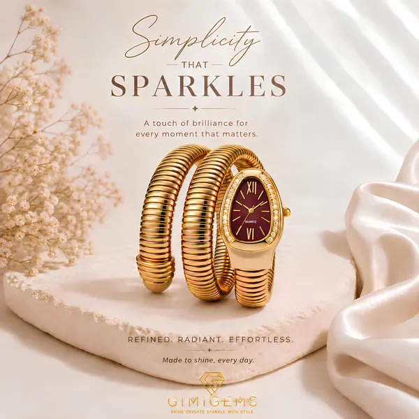 Elegant_Gold-Plated_Coil_Bracelet_Watch_With_Wine_Dial_And_Crystal_Embellishments