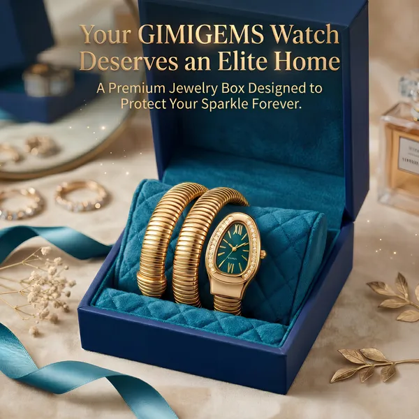 Elegant_Gold-Plated_Coil_Bracelet_Watch_With_Teal_Dial_And_Crystal_Embellishments